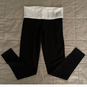 Pink Victoria Secret Yoga Teal Bling Fold Over Top With White Pink Bling